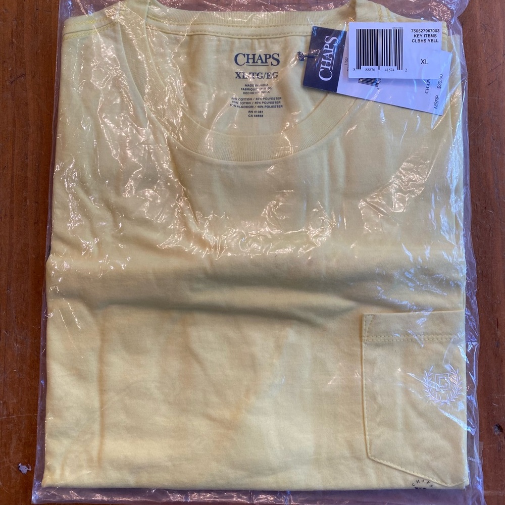 Chaps Men's XL Yellow T-Shirt